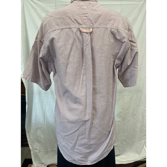 Shore Club Mens Pale Pink Blue Stripes Button Down Shirt Size M Short Sleeve - Picture 2 of 12